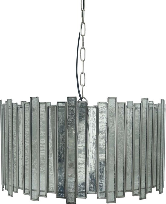 PTMD Ivona Ronde Hanglamp Antiek - H28 x Ø51 cm - Ijzer/Glas - Goud