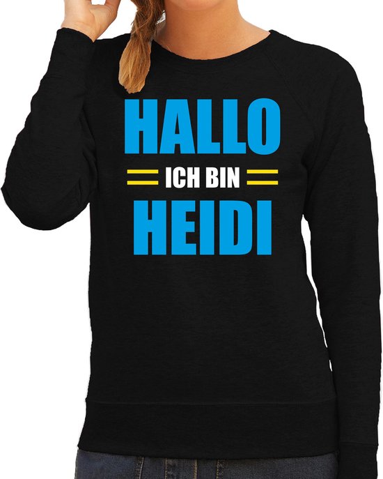Apres ski trui Hallo ich bin Heidi zwart dames - Wintersport sweater - Foute apres ski outfit/ kleding/ verkleedkleding L