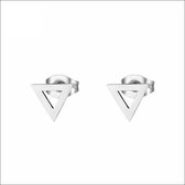 Aramat jewels ® - Zilverkleurige zweerknopjes open driehoek oorbellen chirurgisch staal 6mm