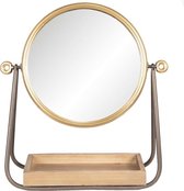 Staande Spiegel 40*14*42 cm Goudkleurig Ijzer, Glas, Hout Rond Tafel Spiegel Decoratie Spiegel