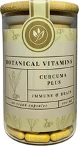Curcuma Plus - 90 capsules - 200 mg - met Zwarte Peper (Piperine) - Hoog gestandaardiseerd - Herbruikbare glazen Voorraadpot - Botanical Vitamins