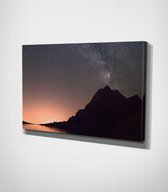Mountain Under The Stars Canvas - 60 x 40 cm - Landschap - Schilderij - Canvas - Slaapkamer - Wanddecoratie  - Slaapkamer - Foto op canvas