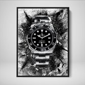 DEVICI Ingelijste Motiverende Wanddecoratie - Muurdecoratie - Rolex Submariner Black - Ingelijste Canvas Wall Art Ingelijste Wanddecoratie Kantoor Ingelijste Kunstposters & Kunstprints