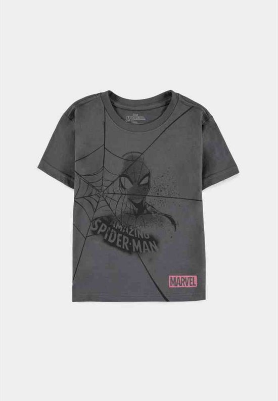 Marvel SpiderMan Kinder Tshirt - Kids 134 - Guirlande Web Zwart