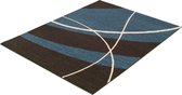 Geometrisch Vloerkleed Cosi | Donker bruin & blauw | Laagpolig - 170 x 120 cm