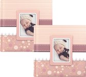 2x Fotoboek/fotoalbum Cinzia baby meisje met 30 paginas roze - 31 x 31 x 3 cm - Babyfotos - Babyalbum