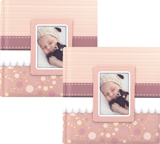 2x Livre photo/album photo Cinzia bébé fille avec 30 pages rose - 31 x 31 x  3 cm 