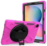 Case2go - Tablet Hoes geschikt voor Samsung Galaxy Tab S8 Plus - 12.4 Inch - Hand Strap Armor Case Met Pencil Houder - Magenta