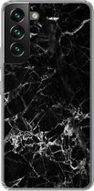 Geschikt voor Samsung Galaxy S22 Plus hoesje - Marmer print - Steen - Zwart - Siliconen Telefoonhoesje