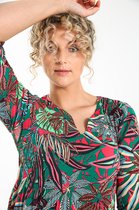 Cassis Dames Soepel plissé T-shirt met jungleprint - T-shirt - Maat 44