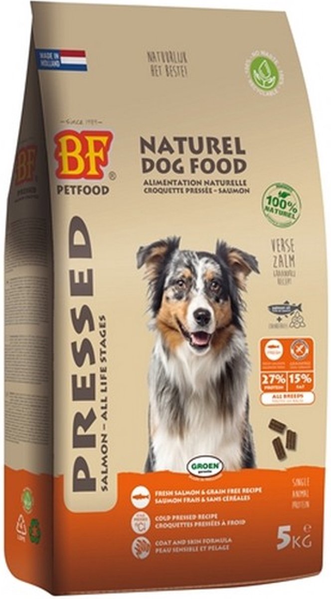 Biofood Vleesbrok Geperst Hondenbrokken Zalm 5 kg