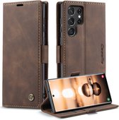 Samsung Galaxy S22 Ultra hoesje - Wallet Case - Coffee - Caseme