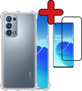 OPPO Reno 6 Pro Hoesje Transparant Siliconen Shockproof Case Met Screenprotector - OPPO Reno 6 Pro 5G Hoes Silicone Shockproof Cover Met Screenprotector - Transparant