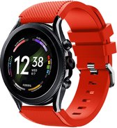 Siliconen Smartwatch bandje - Geschikt voor  Fossil Gen 6 - 44mm siliconen bandje - rood - Strap-it Horlogeband / Polsband / Armband