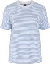 Pieces T-shirt Pcria Ss Fold Up Tee Noos Bc 17093747 Bright White/vista Blue Dames Maat - L