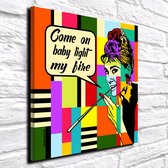 Pop Art Audrey Hepburn Canvas - 70 x 70 cm - Canvasprint - Op dennenhouten kader - Geprint Schilderij - Popart Wanddecoratie