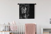Tapisserie - Tapisserie - Lion - Animaux - Zwart - Wit - 60x60 cm - Tapisserie