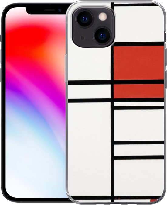 Coque iPhone 13 mini - Composition rouge et blanc - Piet Mondrian - Siliconen