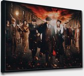 Akoestische panelen - Geluidsisolatie - Akoestische wandpanelen - Akoestisch schilderij AcousticPro® - paneel met Peaky Blinders familie - design 158 - Basic - 100x70 - Wit- Wandde