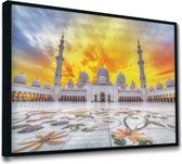 Akoestische panelen - Geluidsisolatie - Akoestische wandpanelen - Akoestisch schilderij AcousticPro® - paneel met de Sheikh Zayed Mosque - design 181 - Premium - 100x70 - zwart- Wa