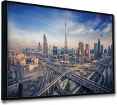 Akoestische panelen - Geluidsisolatie - Akoestische wandpanelen - Akoestisch schilderij AcousticPro® - paneel met de skyline van Dubai - design 187 - Basic - 100x70 - zwart- Wandde