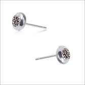 Aramat jewels ® - Aramat jewels-oorbellen-zirkonia- zweerknopjes-grijs- chirurgisch staal- 6mm-zilverkleurig