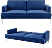 3-zits converteerbare bank - Blauw fluweel - L 193 x D 86 x H 86 cm - ANGEL