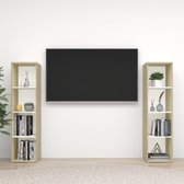 Decoways - Tv-meubelen 2 stuks 142,5x35x36,5 cm spaanplaat wit sonoma eiken