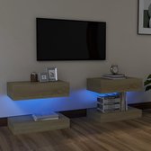 Decoways - Tv-meubelen 2 stuks met LED-verlichting 60x35 cm sonoma eikenkleurig