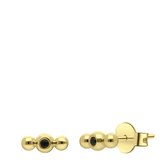 Zilveren goldplated oorknoppen bol zirkonia zwart