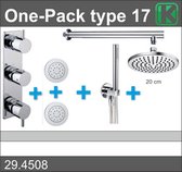 One-Pack Type 17 Inbouw Regendoucheset Met Thermostaatkraan 20cm Chroom