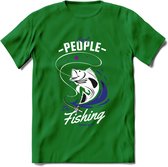 Cool People Do Fishing - Vissen T-Shirt | Donker Blauw | Grappig Verjaardag Vis Hobby Cadeau Shirt | Dames - Heren - Unisex | Tshirt Hengelsport Kleding Kado - Donker Groen - 3XL