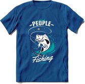 Cool People Do Fishing - Vissen T-Shirt | Aqua | Grappig Verjaardag Vis Hobby Cadeau Shirt | Dames - Heren - Unisex | Tshirt Hengelsport Kleding Kado - Donker Blauw - XL