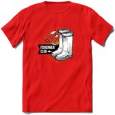 Fishing Boots - Vissen T-Shirt | Grappig Verjaardag Vis Hobby Cadeau Shirt | Dames - Heren - Unisex | Tshirt Hengelsport Kleding Kado - Rood - XL