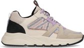 Sacha - Dames - Beige sneakers met lila details - Maat 36