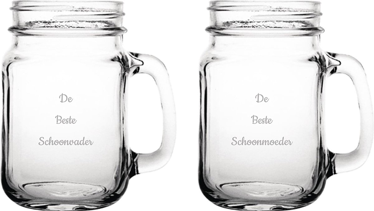 Gegraveerde Drinkglas 45cl De Beste Schoonvader- De Beste Schoonmoeder