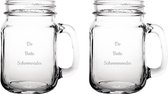 Gegraveerde Drinkglas 45cl met schroefdeksel De Beste Schoonvader- De Beste Schoonmoeder