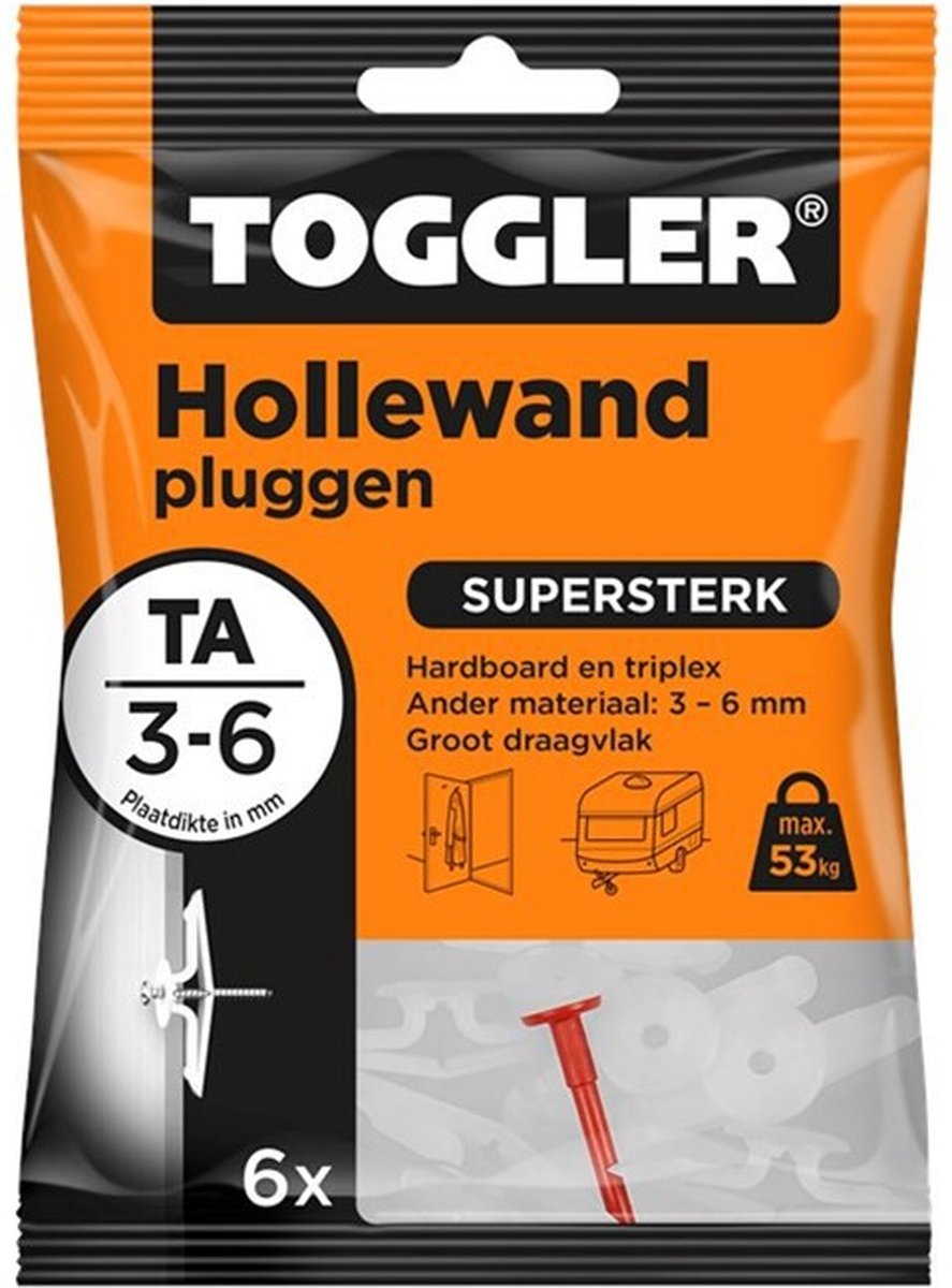 Toggler Hollewandplug TA 3-9 mm - 6 Stuks - Toggler