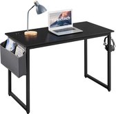 Yaheetech Bureau, zwart, 120 x 60 cm, computertafel met opbergtas, bureautafel, kantoortafel voor thuis, kantoor, school, pc-tafel, laptoptafel, stabiel