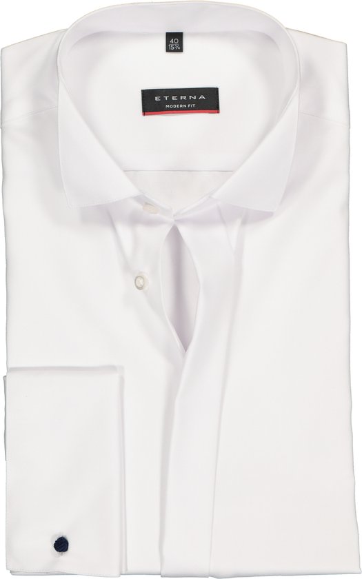 ETERNA modern fit overhemd - dubbele manchet - niet doorschijnend twill heren overhemd - wit - Strijkvrij - Boordmaat: 46
