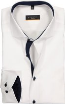 ETERNA slim fit overhemd - fijn Oxford heren overhemd - wit (blauw gestipt contrast) - Strijkvrij - Boordmaat: 38