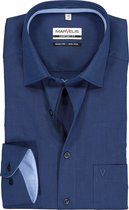 MARVELIS comfort fit overhemd - marine blauw Chambray (contrast) - Strijkvrij - Boordmaat: 46