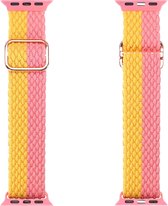 Dux Ducis - Smart Watch Bandje geschikt voor Apple Watch Series 38mm/40mm/41mm - Gevlochten Nylon Strap Mixture Version - Roze en Geel