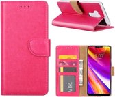 LuxeBass Hoesje geschikt voor LG G7 - Bookcase Roze - portemonee hoesje - bookcase - boekhoesje - book case - boek hoesje