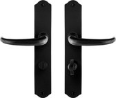 GPF6205.60 smeedijzer zwart Uhka deurkruk op schild WC63/8, 238x41x4mm
