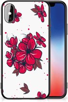 Telefoon Hoesje Geschikt voor iPhoneX | Xs Foto hoesje met Zwarte rand Blossom Red