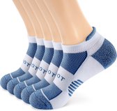 Monfoot - Blauwe Enkel Sportsokken - Heren, Dames, Unisex - Blauw - 5 paar - met Demping