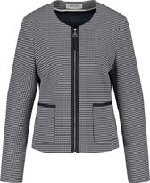 GERRY WEBER Dames Blazer met blokmotief Blau/Ecru/Weiss Gemuster-38