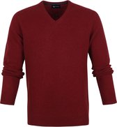 Suitable - Lamswol Trui V-Hals Bordeaux - Heren - XXL - Regular-fit - Mannen trui van Wol