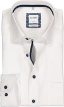OLYMP Luxor comfort fit overhemd - mouwlengte 7 - wit structuur (contrast) - Strijkvrij - Boordmaat: 45